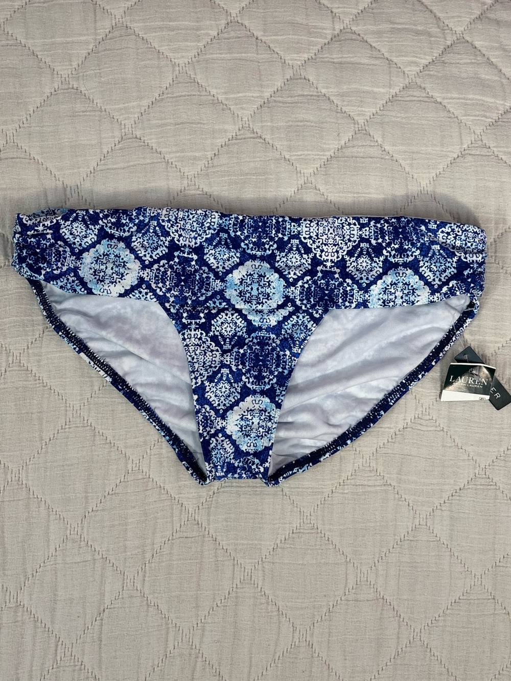 Ralph Lauren Blue Bikini Bottoms With Fold over Waistband Sz 6 NWT-
